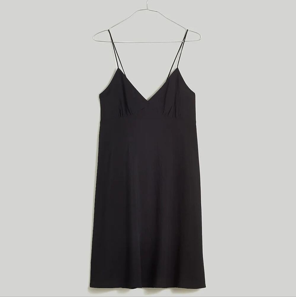 Madewell Black Layton Mini Sleeveless Slip Dress V-Neck Tie Strap NWT Size 0